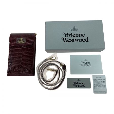  Vivienne Westwood ヴィヴィアン・ウエストウッド ショルダーバッグ スマホショルダー バッグ レディース LIZARD PHONE BAG 箱付 バーガンディ