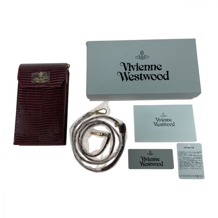 Vivienne Westwood ヴィヴィアン・ウエストウッド ショルダーバッグ スマホショルダー バッグ レディース LIZARD PHONE  BAG 箱付 バーガンディ｜中古｜なんでもリサイクルビッグバン