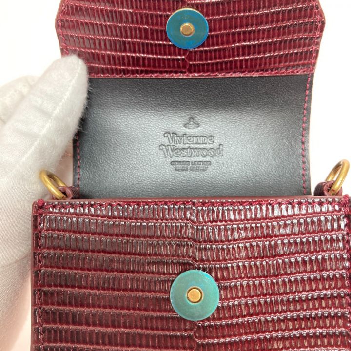 Vivienne Westwood ヴィヴィアン・ウエストウッド ショルダーバッグ スマホショルダー バッグ レディース LIZARD PHONE  BAG 箱付 バーガンディ｜中古｜なんでもリサイクルビッグバン