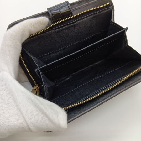  FURLA フルラ 二つ折り財布 バビロン ジップアラウンド ウォレット  クロコ型押し レディース ブラック