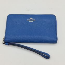 ◎◎ COACH コーチ ラウンドファスナー財布　 F59724 ブルー Bランク