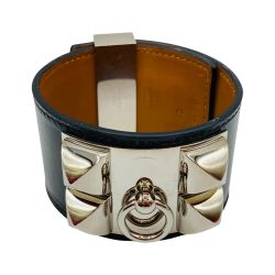 ◎◎ HERMES エルメス コリエドシアン レザー バングル 箱・布袋付 ブラック Bランク