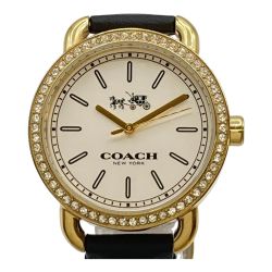 ◎◎ COACH コーチ 腕時計 クォーツ レディース CA.105.7.34.1140S ホワイト x ゴールド Bランク