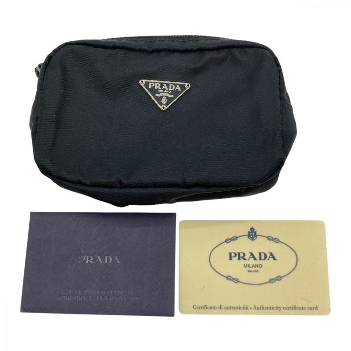 PRADA プラダ ファスナーポーチ ポーチ ギャランティーカード付 1N0833 ブラック｜中古｜なんでもリサイクルビッグバン