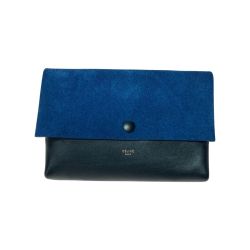 ◎◎ CELINE セリーヌ オールソフト ポーチ ネイビー x ブラック x グレー Bランク