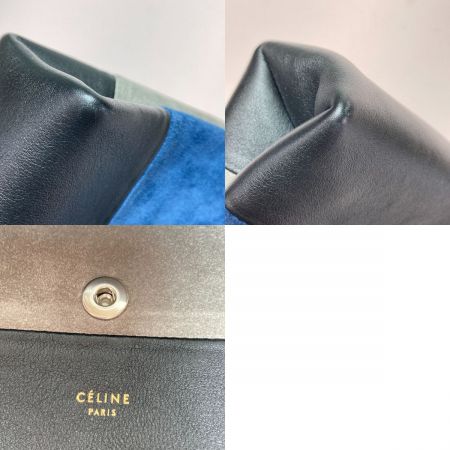  CELINE セリーヌ オールソフト ポーチ ネイビー x ブラック x グレー