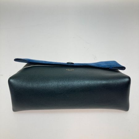  CELINE セリーヌ オールソフト ポーチ ネイビー x ブラック x グレー