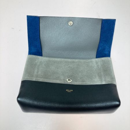  CELINE セリーヌ オールソフト ポーチ ネイビー x ブラック x グレー