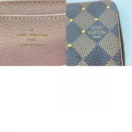  LOUIS VUITTON ルイヴィトン ダミエ ジッピーコインパース スタッズ ローズバレリーヌ コインケース 財布 N60250 ブラウン x ピンク