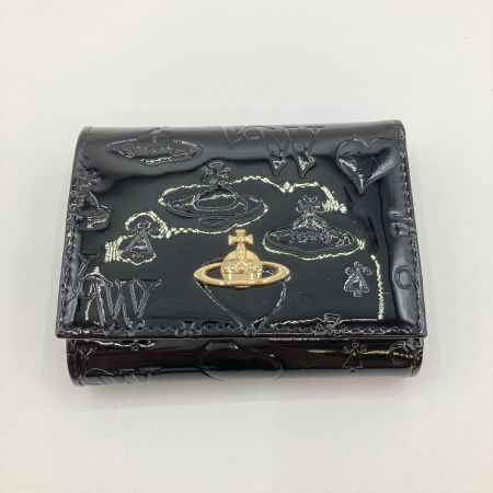  Vivienne Westwood ヴィヴィアン・ウエストウッド 3つ折り財布 エナメル がま口 箱付 13VV110 ブラック