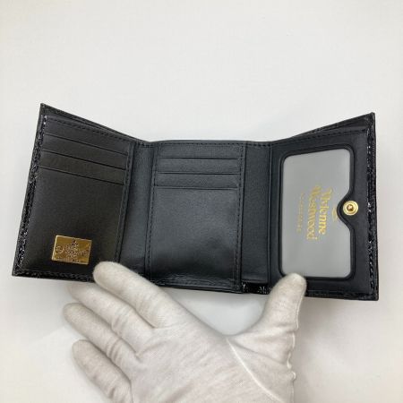  Vivienne Westwood ヴィヴィアン・ウエストウッド 3つ折り財布 エナメル がま口 箱付 13VV110 ブラック