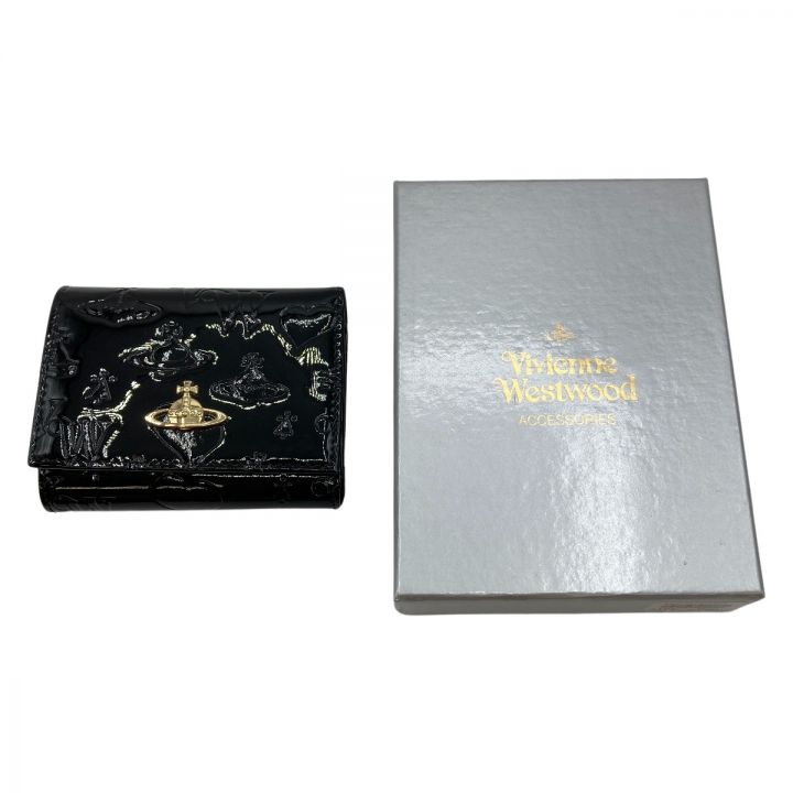 Vivienne Westwood ヴィヴィアン・ウエストウッド 3つ折り財布 エナメル がま口 箱付 13VV110  ブラック｜中古｜なんでもリサイクルビッグバン