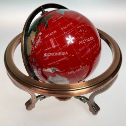 ◎◎  地球儀 天然石 レッド 方位磁石付 インテリア Cランク