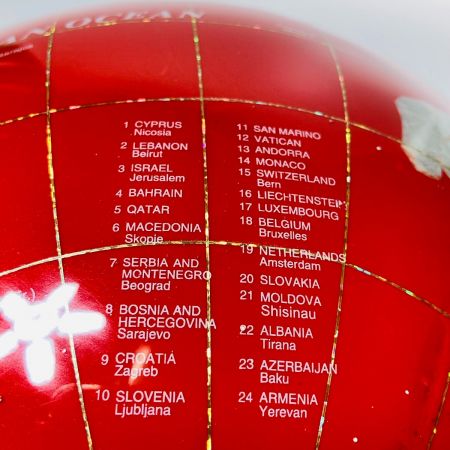   地球儀 天然石 レッド 方位磁石付 インテリア