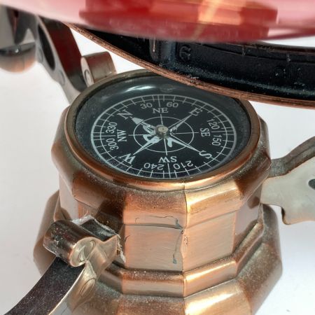   地球儀 天然石 レッド 方位磁石付 インテリア