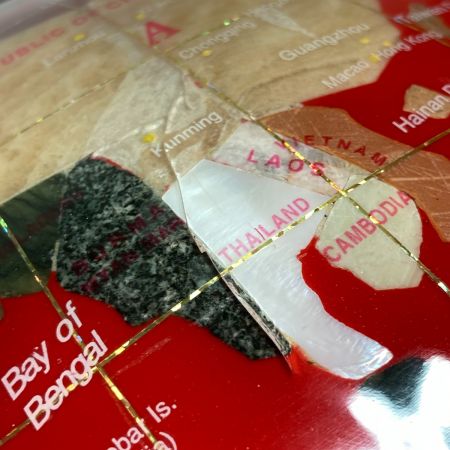   地球儀 天然石 レッド 方位磁石付 インテリア