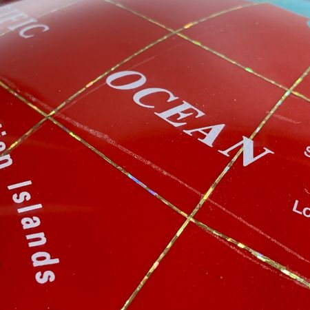   地球儀 天然石 レッド 方位磁石付 インテリア