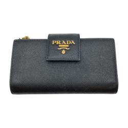 ◎◎ PRADA プラダ サフィアーノ メタル 財布 2つ折り財布 レディース 1ML005 ブラック Bランク