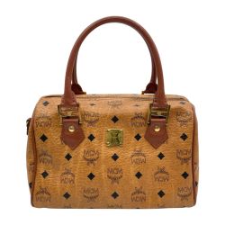 ◎◎ MCM エムシーエム ヴィセトス柄 ミニボストンバッグ 2WAYショルダーバッグ ブラウン Bランク