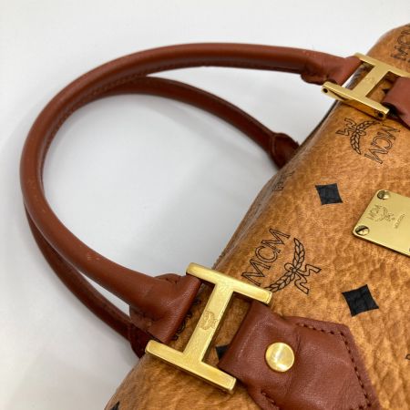  MCM エムシーエム ヴィセトス柄 ミニボストンバッグ 2WAYショルダーバッグ ブラウン