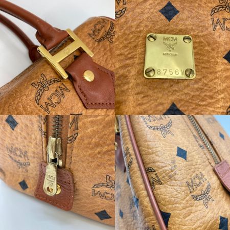  MCM エムシーエム ヴィセトス柄 ミニボストンバッグ 2WAYショルダーバッグ ブラウン