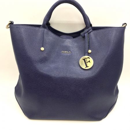  FURLA フルラ  ハンドバッグ ショルダーバッグ 2way レザー 紺 ネイビー  198847 ネイビー 付属のショルダー用ストラップなし
