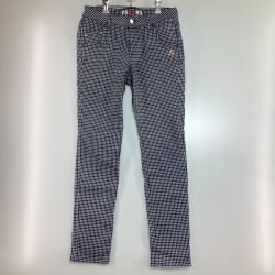 ◎◎ PEARLY GATES パーリーゲイツ ゴルフウェア ストレッチパンツ チェック柄 レディース サイズ1 055-8231804 ネイビー Cランク