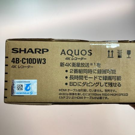  SHARP シャープ 4K ブルーレイレコーダー 1TB Blu-ray 4B-C10DW3