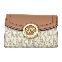 ◎◎ MICHAEL KORS マイケルコース 6連 シグネチャー キーケース レザー 35S0GFTP5B VANILLA2 Bランク