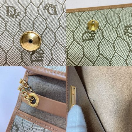  Christian Dior クリスチャンディオール チェーン ショルダーバッグ ハニカム柄 ブラウン