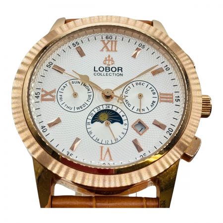  LOBER ロバー セリーニ 自動巻 腕時計 白文字盤 トリプルカレンダー LB8170M