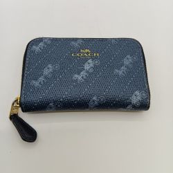 ◎◎ COACH コーチ コインケース 小銭入れ  ホース アンド キャリッジ ドットプリント ジップ アラウンド C4210 デニム Bランク
