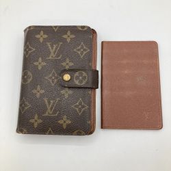 ◎◎ LOUIS VUITTON ルイヴィトン ポルトパピエジップ モノグラム 2つ折り財布 パスケース付 M61207 ブラウン Cランク