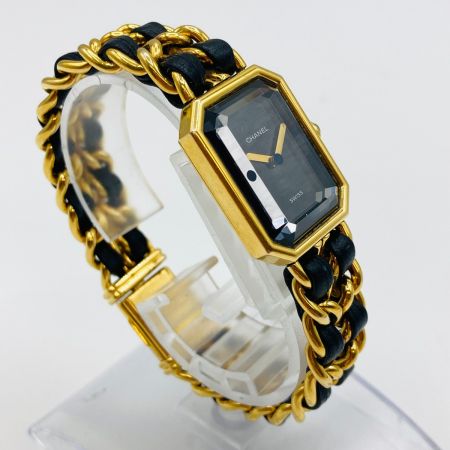  CHANEL シャネル プルミエール クォーツ レディース 腕時計 黒文字盤 ダメージ有