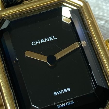  CHANEL シャネル プルミエール クォーツ レディース 腕時計 黒文字盤 ダメージ有