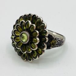 ◎◎ TORCHTORCH リングコレクション 緑花の指輪 シルバー925 真鍮 サイズ19号 箱付 Cランク