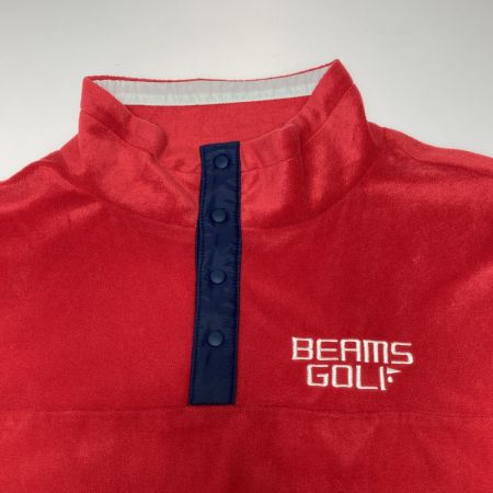  BEAMS GOLF ビームスゴルフ ハイネック ボタン付き半袖Tシャツ XL レッド