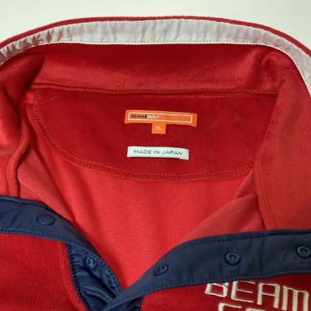 BEAMS GOLF ビームスゴルフ ハイネック ボタン付き半袖Tシャツ XL レッド