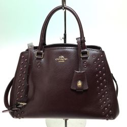 ◎◎ COACH コーチ スタッズ 2WAY バッグ F35221 ボルドー Bランク