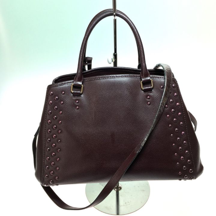 COACH コーチ スタッズ 2WAY バッグ F35221 ボルドー - 中古バッグ