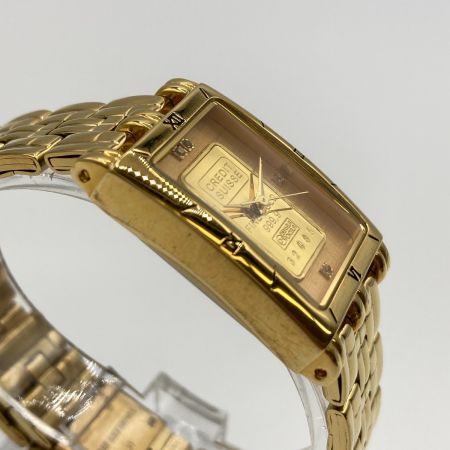  ELGIN エルジン 腕時計 クォーツ GOLD INGOT1g ゴールド インゴット 純金 埋込 5Pダイヤ FK-1154-E ゴールド