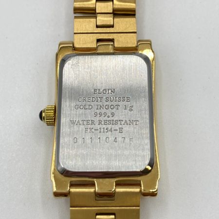  ELGIN エルジン 腕時計 クォーツ GOLD INGOT1g ゴールド インゴット 純金 埋込 5Pダイヤ FK-1154-E ゴールド