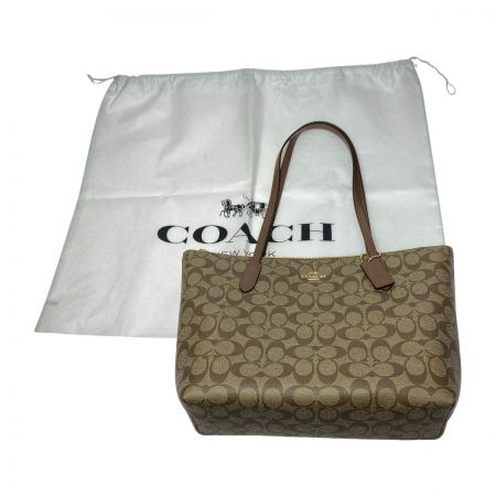  COACH コーチ トートバッグ シグネチャージップトート 4455 カーキ×ブラウン