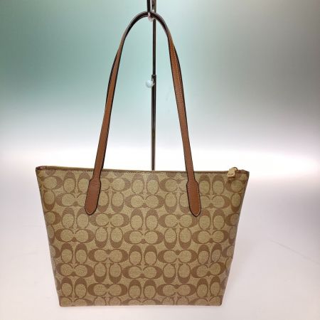  COACH コーチ トートバッグ シグネチャージップトート 4455 カーキ×ブラウン