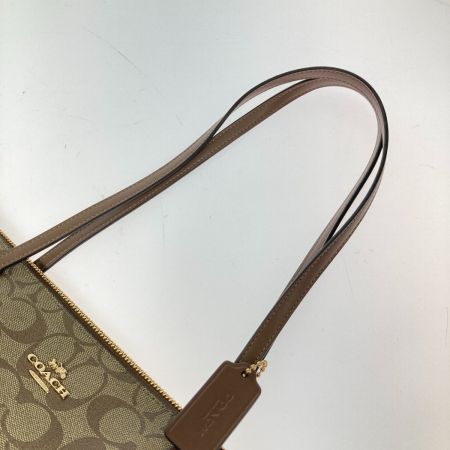  COACH コーチ トートバッグ シグネチャージップトート 4455 カーキ×ブラウン