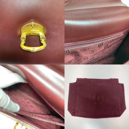  Cartier カルティエ マスト ワンハンドル ハンドバッグ ボルドー