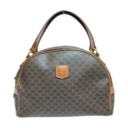 ◎◎ CELINE セリーヌ マカダム ハーフムーン ハンドバッグ ブラウン Cランク