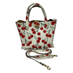 ◎◎ COACH コーチ ウィロウ トート 24 ウィズ チェリー プリント ハンドバッグ 2WAYバッグ CA111 アイボリー Cランク