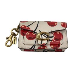◎◎ COACH コーチ ミニ タビー バッグ チャーム ウィズ チェリー プリント ホワイト Bランク