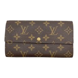 ◎◎ LOUIS VUITTON ルイヴィトン モノグラム ポシェットポルトモネクレディ 旧型 長財布 M61725 ブラウン ホツレ有 ボタン緩い Bランク